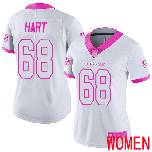 Cincinnati Bengals Limited White Pink Women Bobby Hart Jersey NFL Footballl #68 Rush Fashion